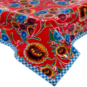 51 x72 Bloom Red Oilcloth Tablecloth