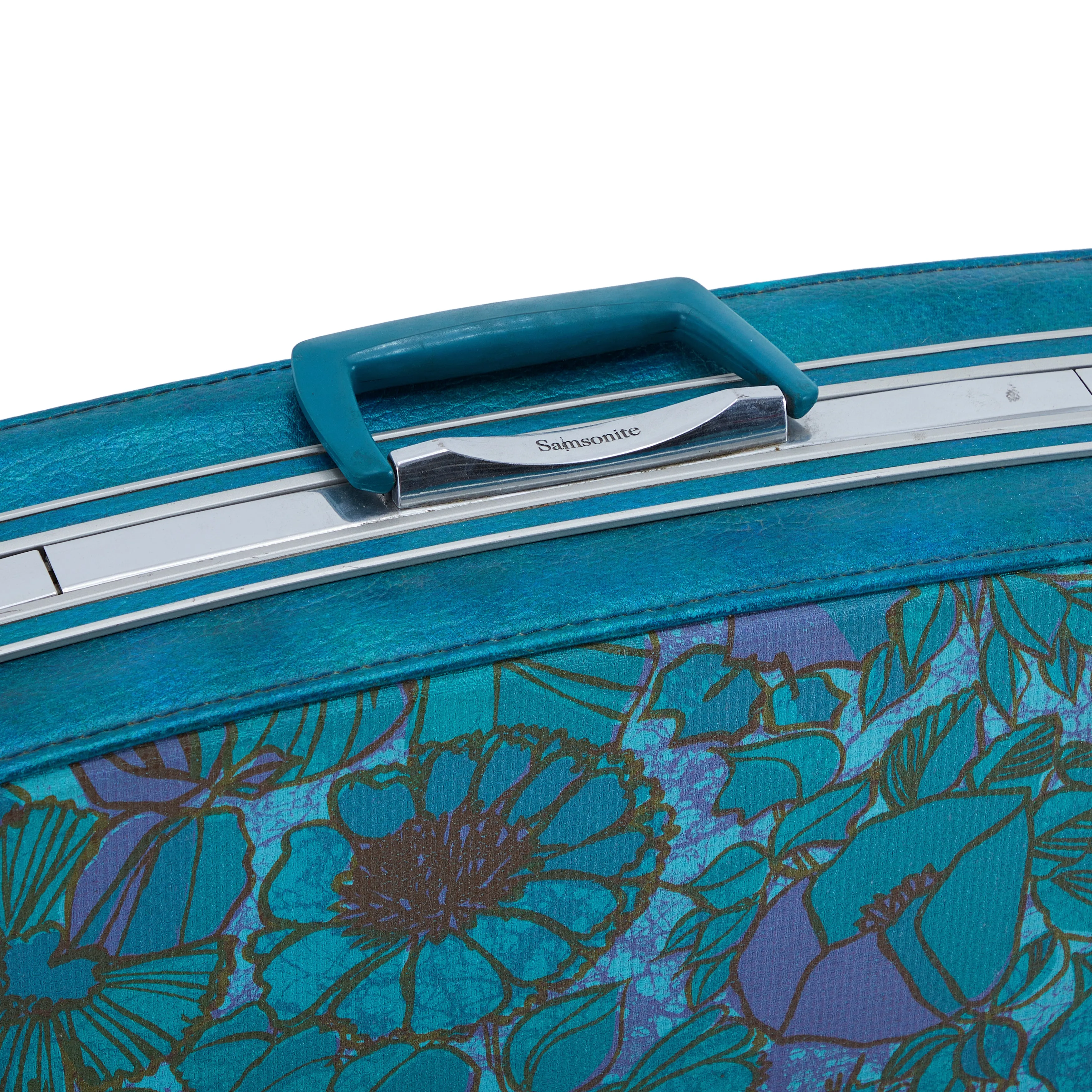 Blue Floral Vintage Suitcase Medium