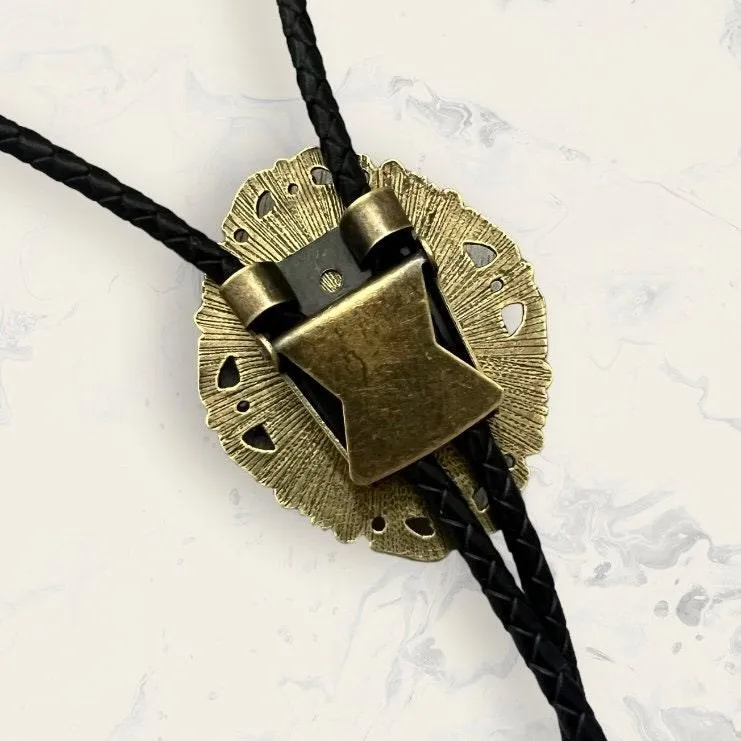Bolo Tie with Bigfoot -  Bolo Ties with Big Foot Riding a Dinosaur T Rex in Black and Blue