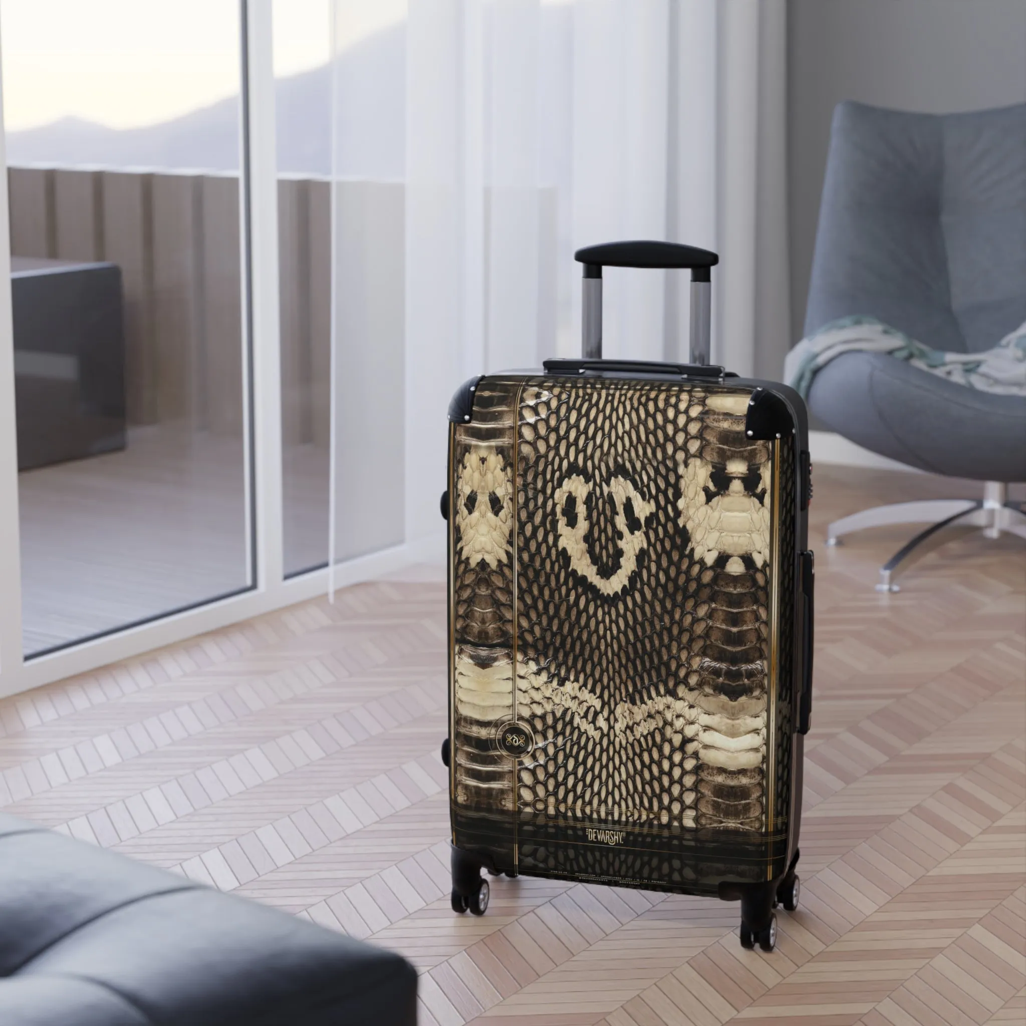 Cobra Print Suitcase 3 Size Carry-on Suitcase Snake Print Luggage Hard Shell Suitcase with Wheels e | 11223
