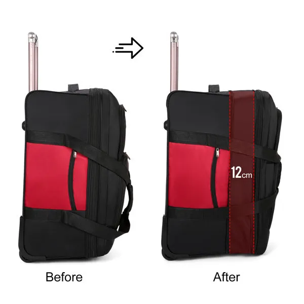 Expandable Waterproof Duffle Bag with Wheel Carry on Luggage Unisex Tote Suitcase Red