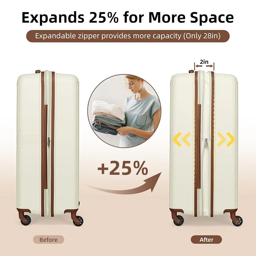 LARVENDER Expandable 5 Piece Unbreakable Hardside PP Luggage Set | Lightweight Travel Bags with Spinner Wheels | Carry On Suitcase Set with Toiletry Pouch