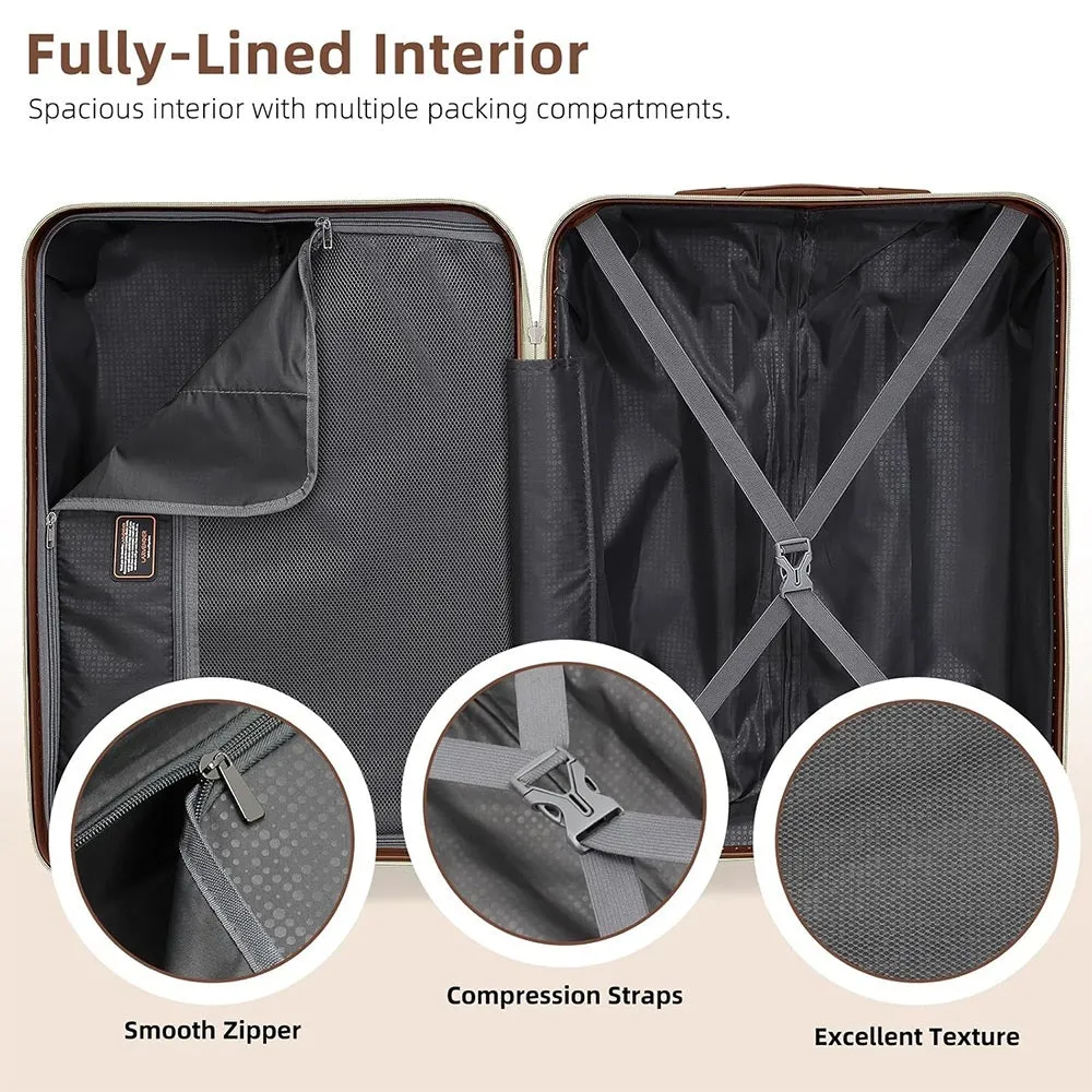 LARVENDER Expandable 5 Piece Unbreakable Hardside PP Luggage Set | Lightweight Travel Bags with Spinner Wheels | Carry On Suitcase Set with Toiletry Pouch