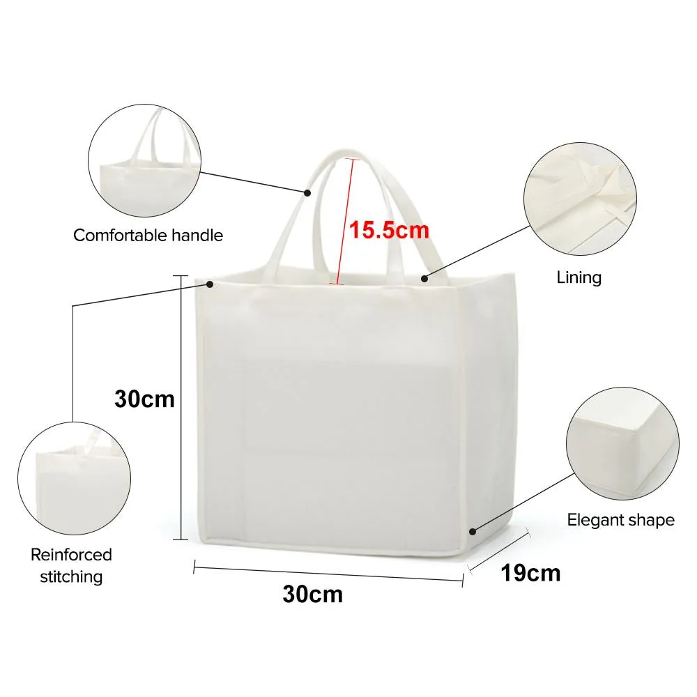 Linen Tote Bag White - 30 x 30 x 19 cm