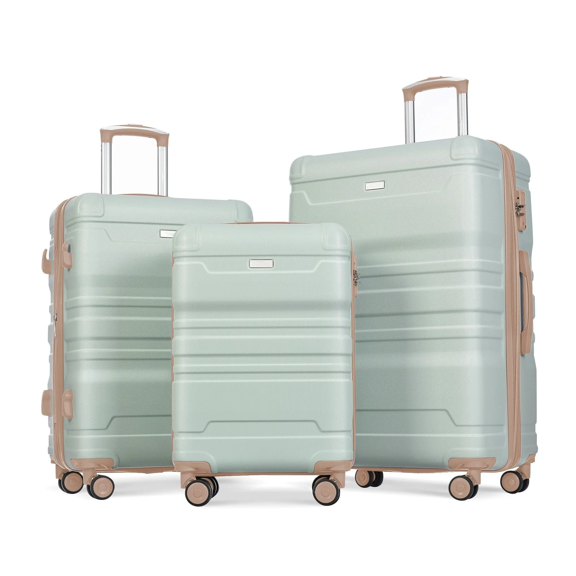 Luggage Sets New Model Expandable Abs Hardshell 3 Pieces Clearance Luggage Hardside Lightweight Durable Suitcase Sets Spinner Wheels Suitcase With Tsa Lock 20''24''28'' - Gray Green