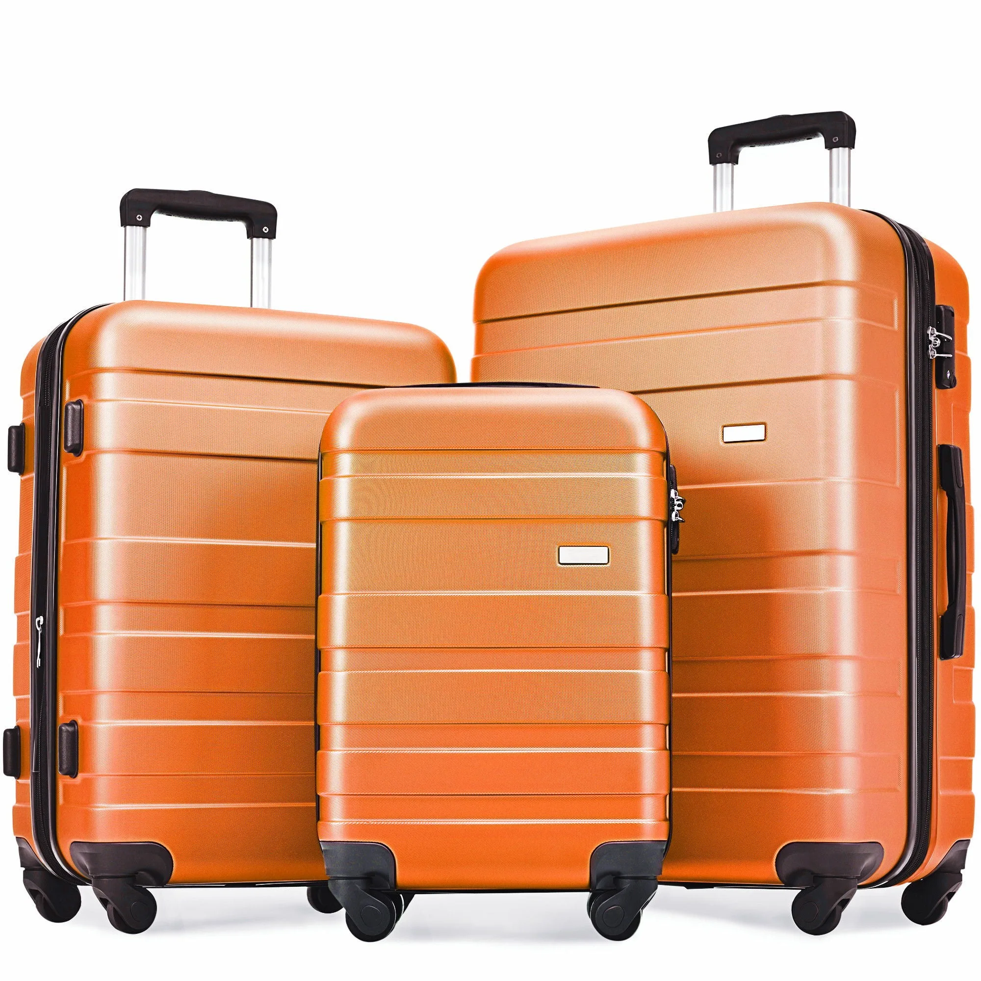 Luggage Sets New Model Expandable Abs Hardshell 3 Pieces Clearance Luggage Hardside Lightweight Durable Suitcase Sets Spinner Wheels Suitcase With Tsa Lock 20''24''28'' (Orange)