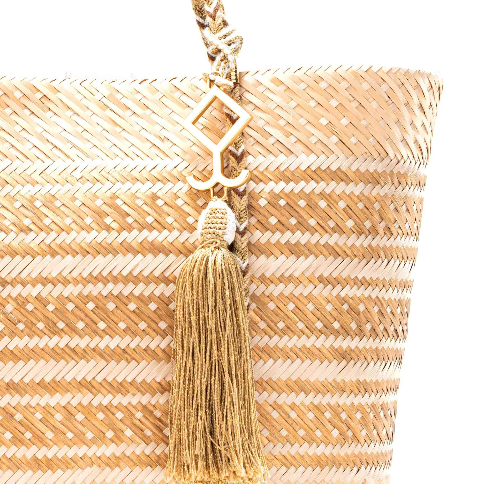 Martina Gold Straw Tote Bag