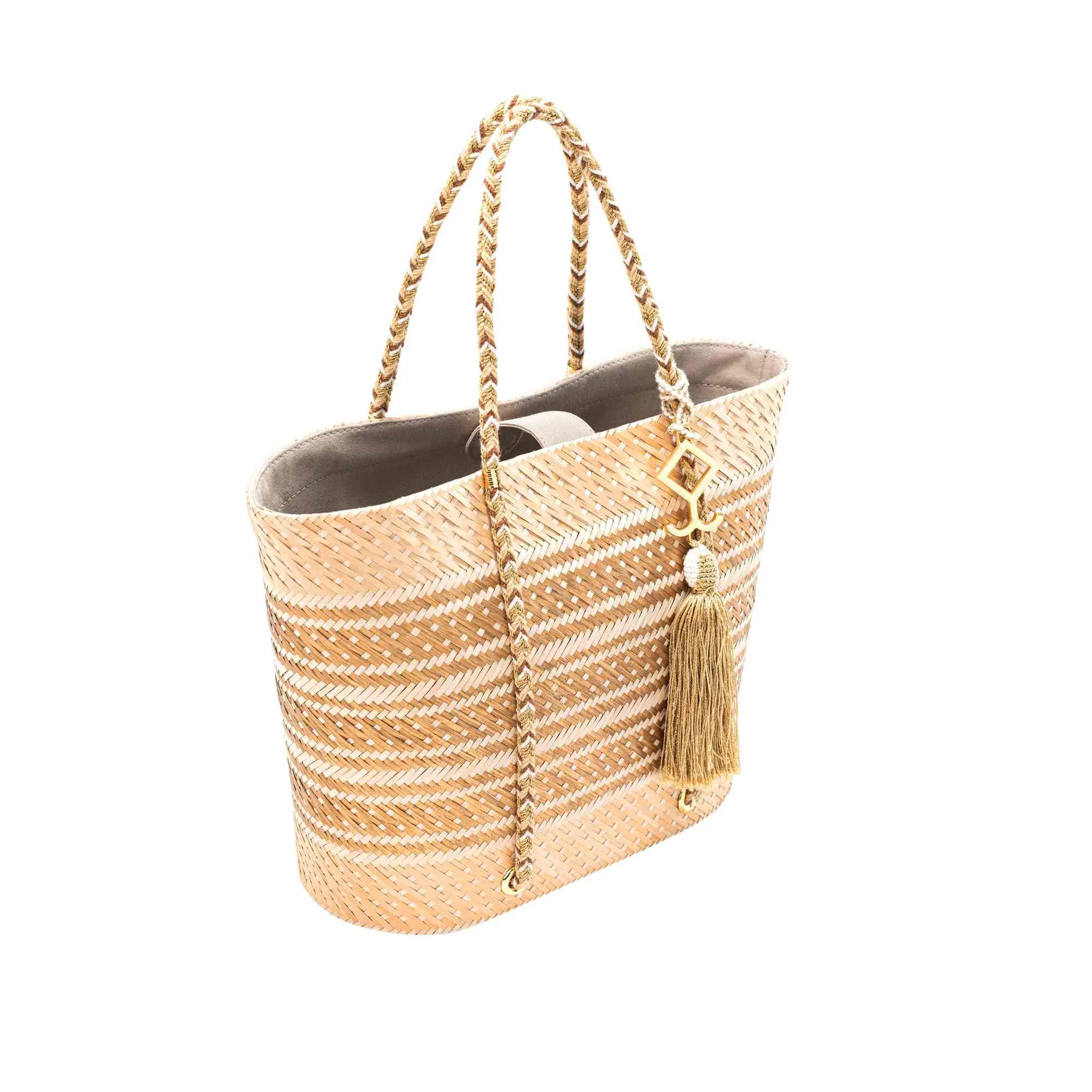 Martina Gold Straw Tote Bag
