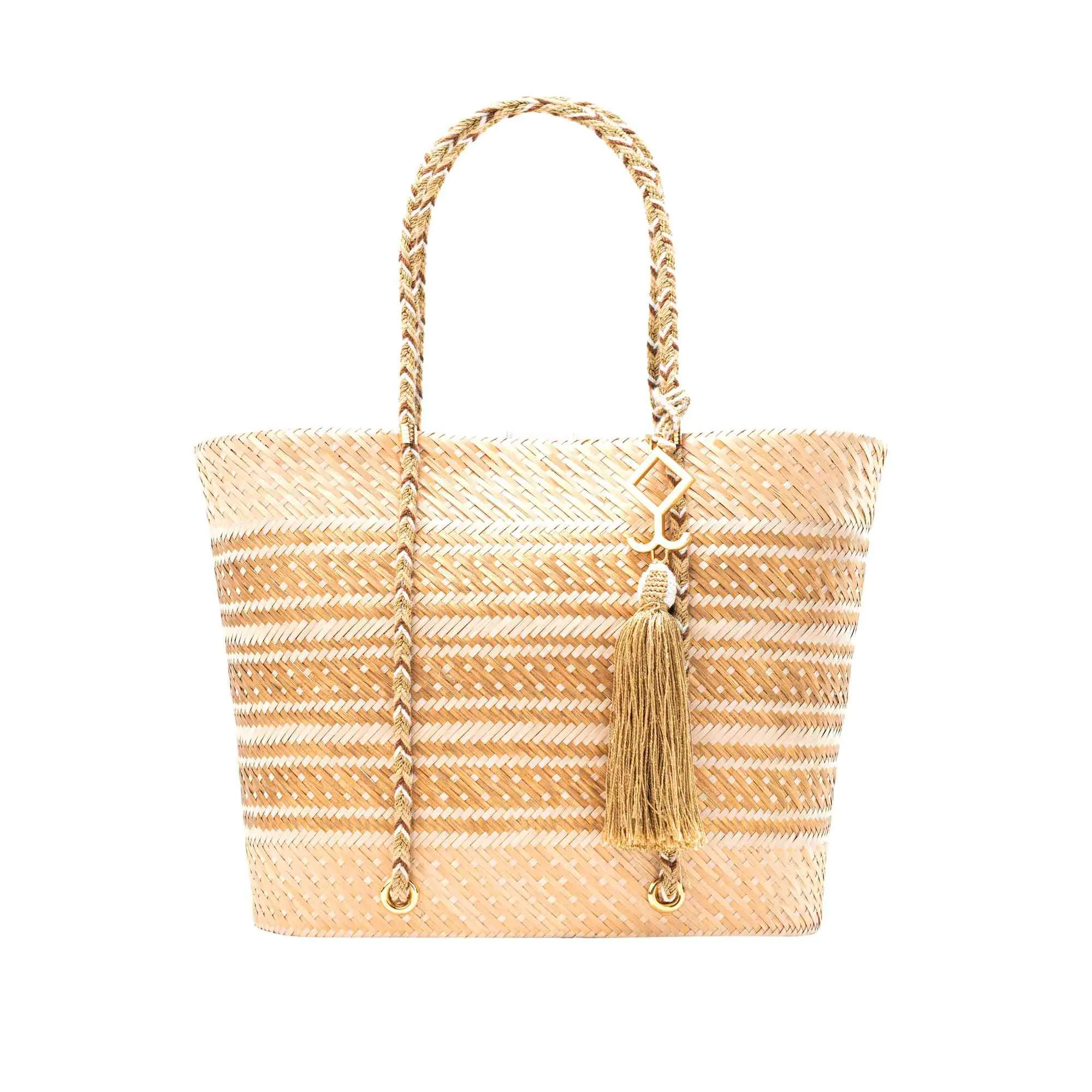 Martina Gold Straw Tote Bag