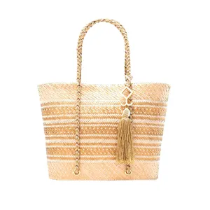 Martina Gold Straw Tote Bag