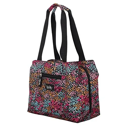 Nicole Miller Insulated Lunch Bag Tote –Open Cooler Ice Bag, Floral Black