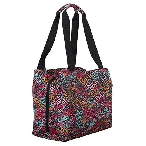 Nicole Miller Insulated Lunch Bag Tote –Open Cooler Ice Bag, Floral Black