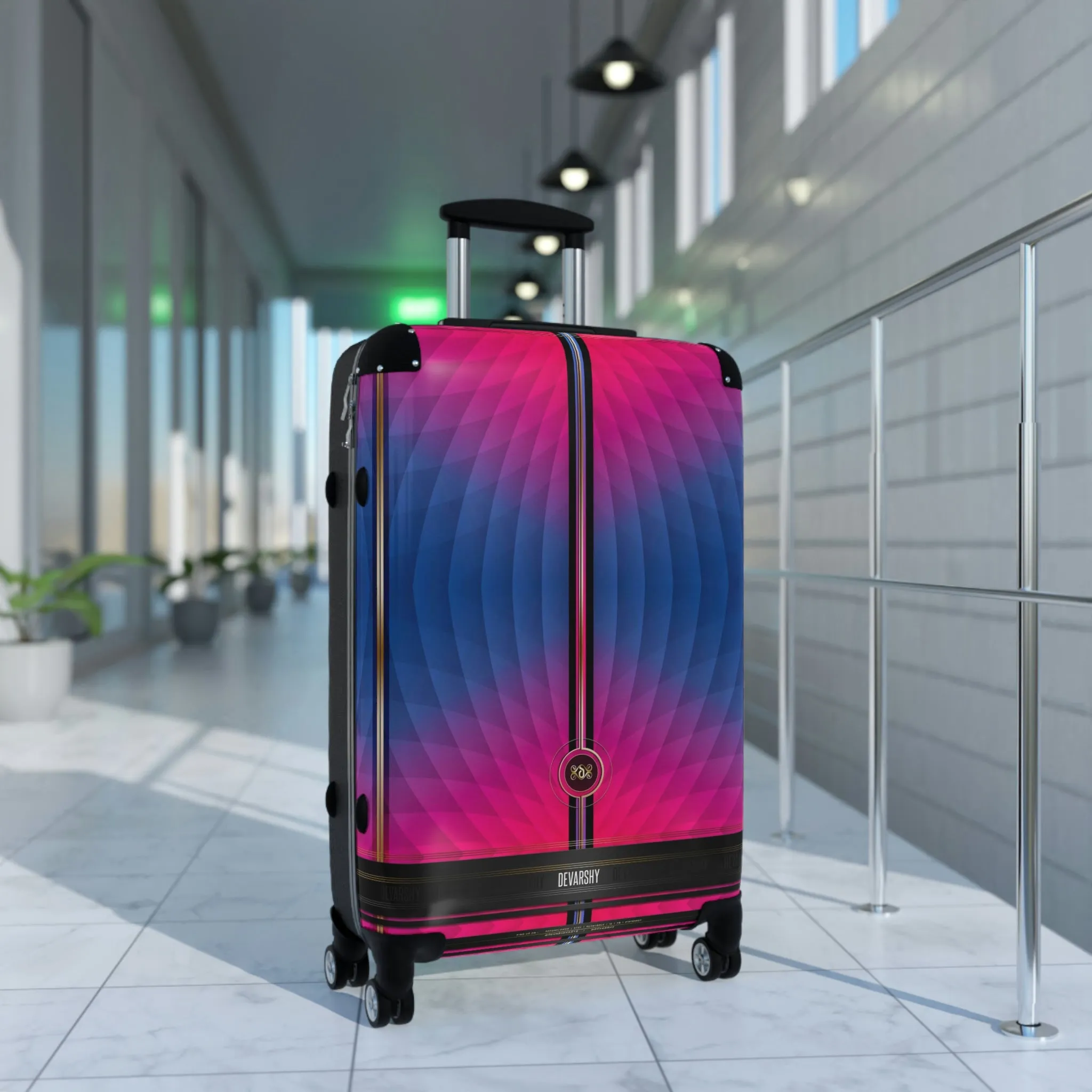 Polygon Colors Suitcase Carry-on Suitcase Pink and Blue Luggage Hard Shell Suitcase in 3 Sizes | 11196A
