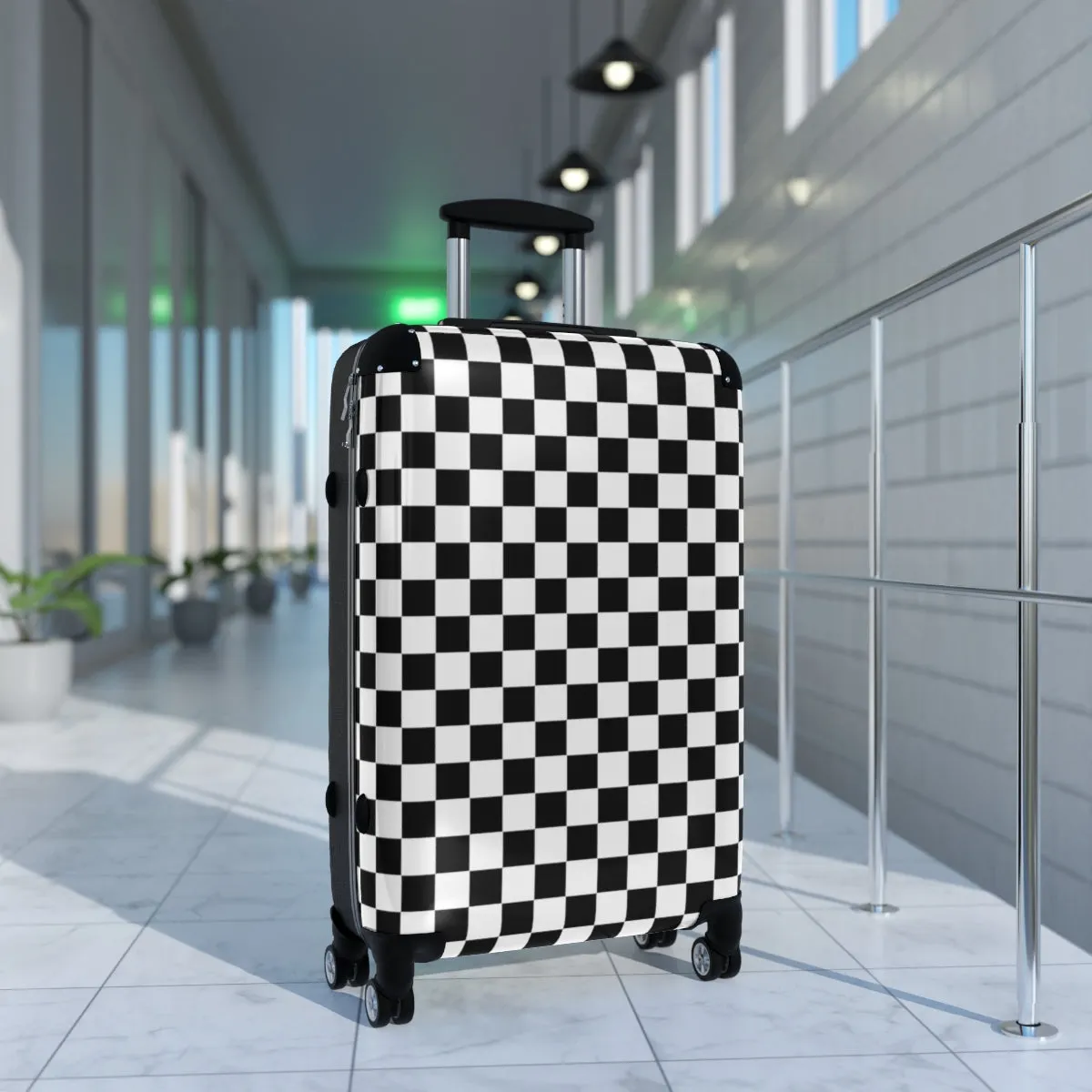 Suitcase Checkered Cabin Suitcase with Wheels Combination Lock Adjustable telescopic handle 360 Swivel Durable Hard Shell Case