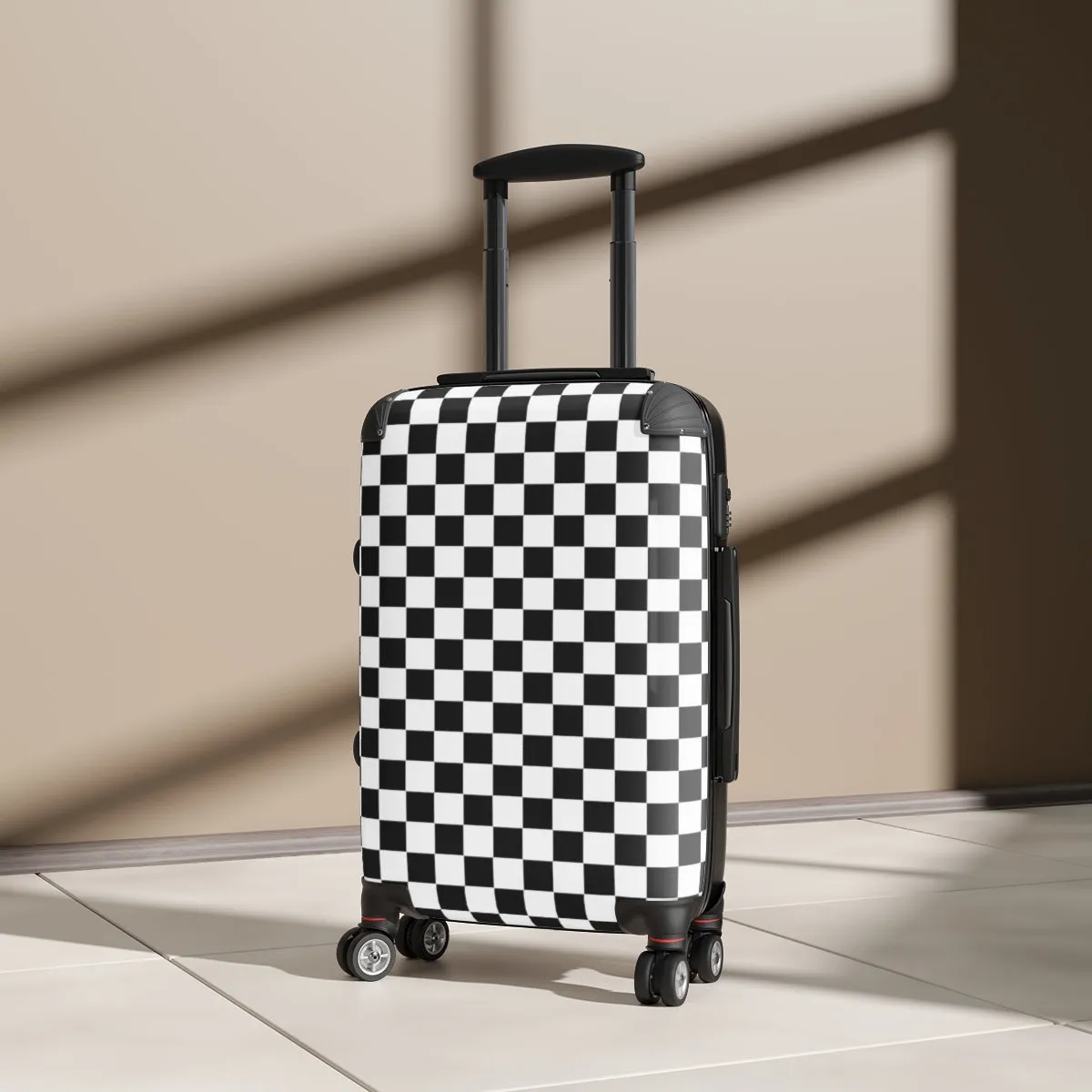 Suitcase Checkered Cabin Suitcase with Wheels Combination Lock Adjustable telescopic handle 360 Swivel Durable Hard Shell Case