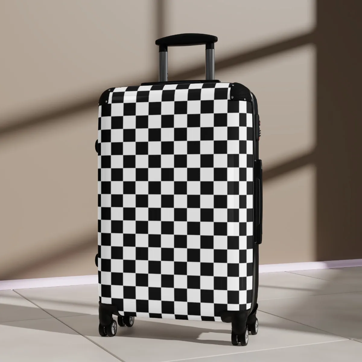 Suitcase Checkered Cabin Suitcase with Wheels Combination Lock Adjustable telescopic handle 360 Swivel Durable Hard Shell Case