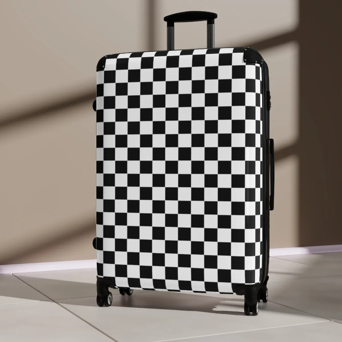 Suitcase Checkered Cabin Suitcase with Wheels Combination Lock Adjustable telescopic handle 360 Swivel Durable Hard Shell Case