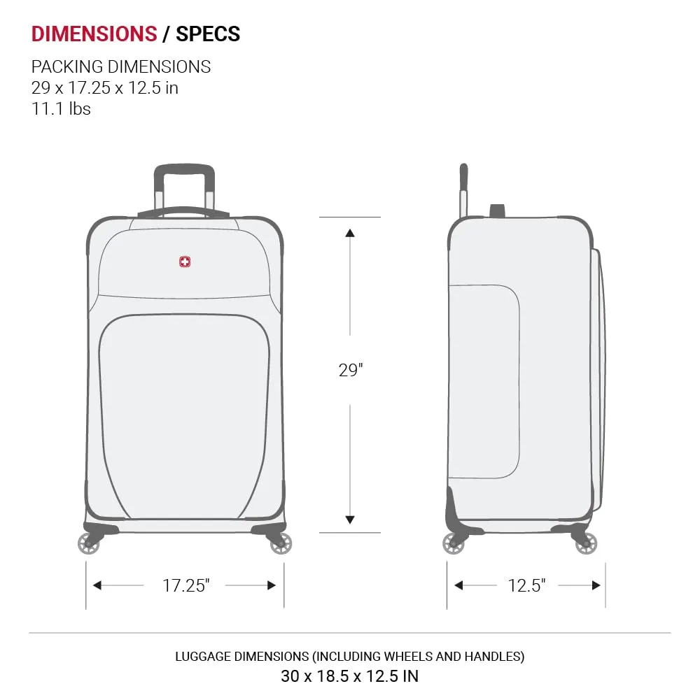 SwissGear Sion Softside Expandable Luggage, Black, Checked-Large 29-Inch