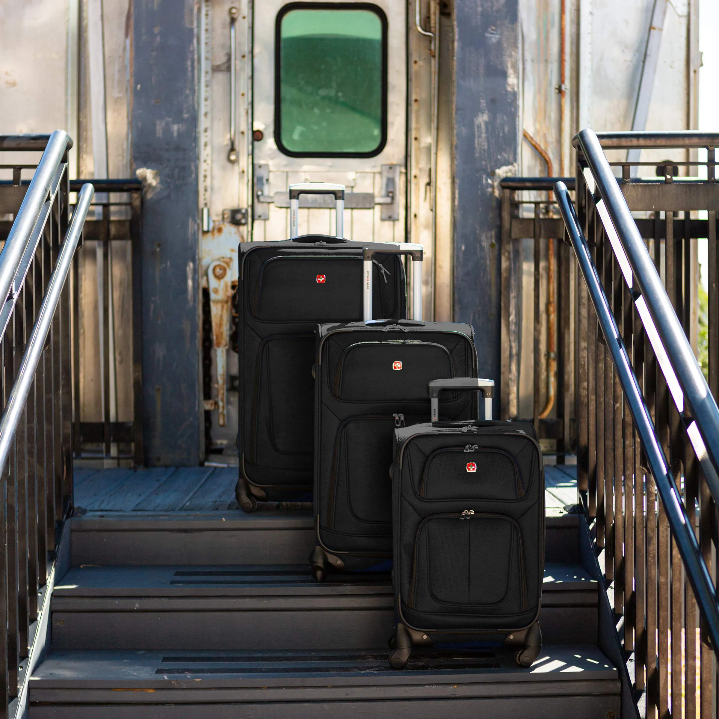 SwissGear Sion Softside Expandable Luggage, Black, Checked-Large 29-Inch