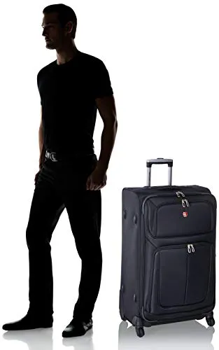 SwissGear Sion Softside Expandable Luggage, Black, Checked-Large 29-Inch