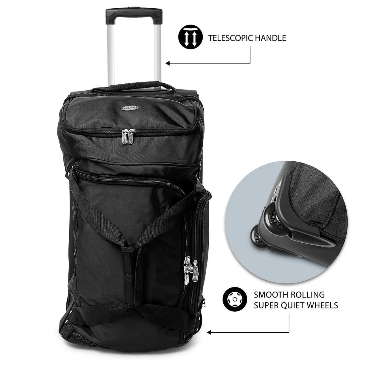 Utah Utes 27" Black Rolling Drop Bottom Duffel